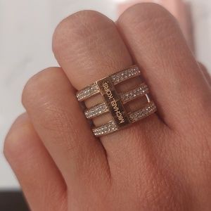 Michael Kors Triple Barrel Ring in Rose Gold Size 6